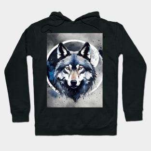 Timber Wolf in Watercolor and Charcoal Hoodie